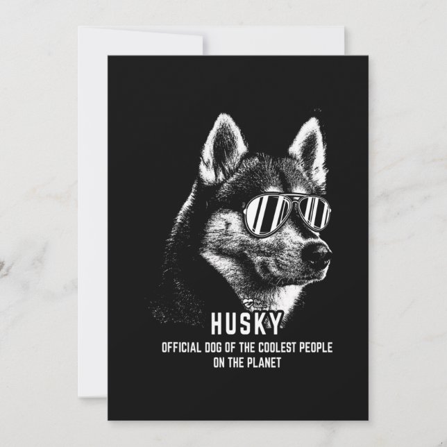 Tarjeta Festiva Husky Siberiano, Perro Oficial, El Más Coolero (Anverso)