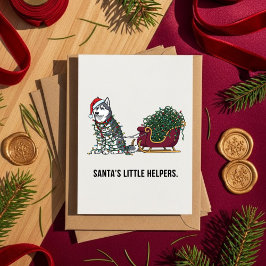 Tarjeta Festiva Husky Winter Sleigh Team Cute Christmas Dog 