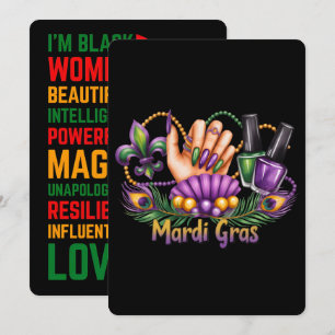Tarjeta Festiva Hustler de Uñas Legado de Mardi Gras Historia Negr