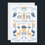 Tarjeta Festiva Hygge Blue | Deseos De Invierno Cálidos Singulares<br><div class="desc">Perfecto para sus saludos de vacaciones de invierno,  este exclusivo diseño editable "Warm Winter Wishes" presenta una gama de gráficos de estilo hígge dispuestos en un patrón único que es acogedor y alegre. Diseño compuesto por Holiday Hearts Designs.</div>