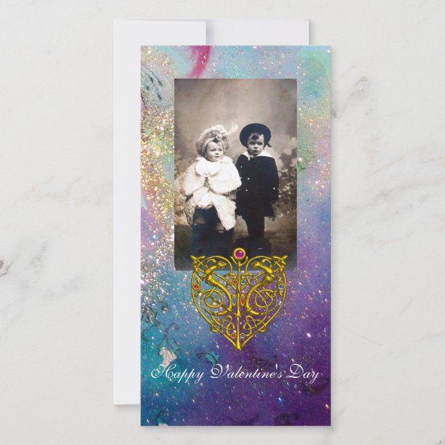 Tarjeta Festiva HYPER VALENTINE ,Parques de oro verde azul