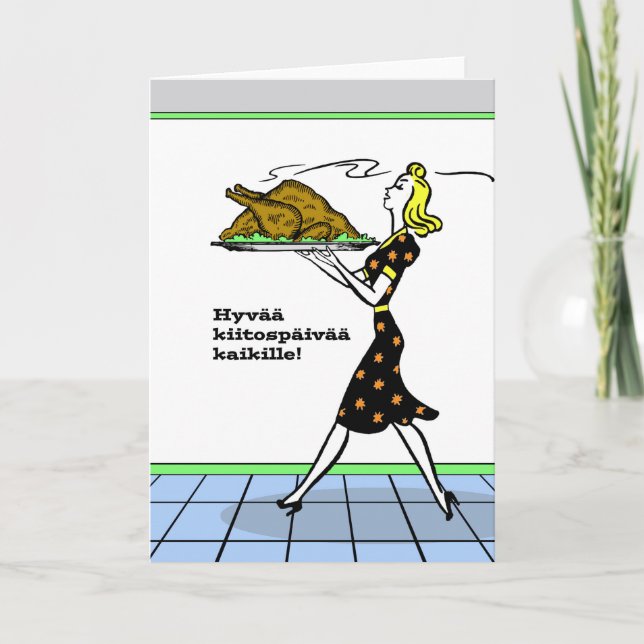 Tarjeta Festiva Hyvää kiitospäivää kaikille Acción de Gracias Finl (Anverso)