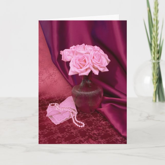 Tarjeta Festiva I color de rosa atractivo (Anverso)