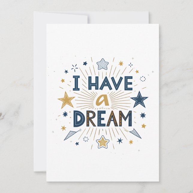 Tarjeta Festiva I Have a Dream Starburst Typography Art (Anverso)
