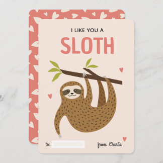Tarjeta Festiva I like you a sloth classroom valentine's day card