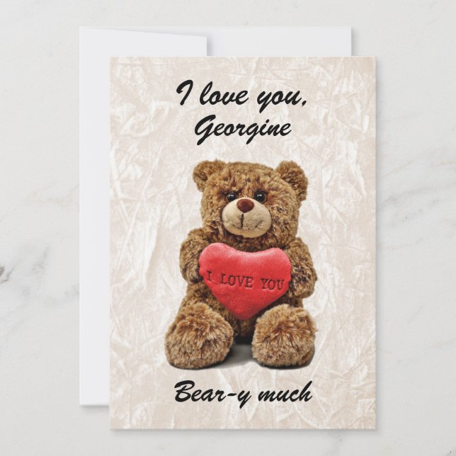 Tarjeta Festiva I love you bear-y much - Teddy Bear (Anverso)