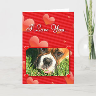 Tarjeta Festiva I Love You boxer dog greeting card