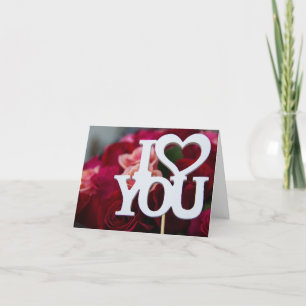 Tarjeta Festiva I Love You   Corazón de texto en bloques en foto d