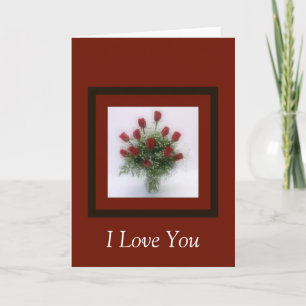 Tarjeta Festiva I Love You   El día de San Valentín Roses Bouquet