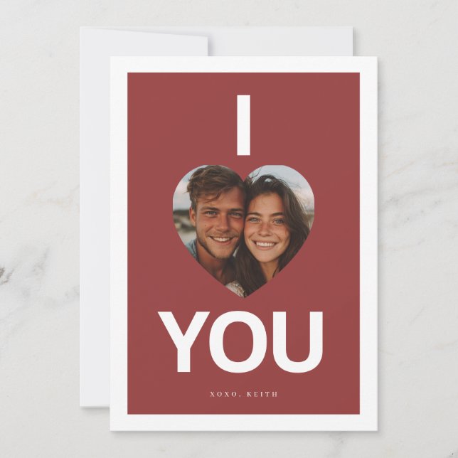 Tarjeta Festiva I Love You Heart Photo Valentine (Anverso)