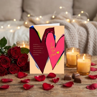 Tarjeta Festiva I Love You My Heart Abstract Brushstroke