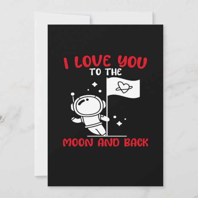 Tarjeta Festiva I Love You To The Moon And Back Playful Valentine  (Anverso)
