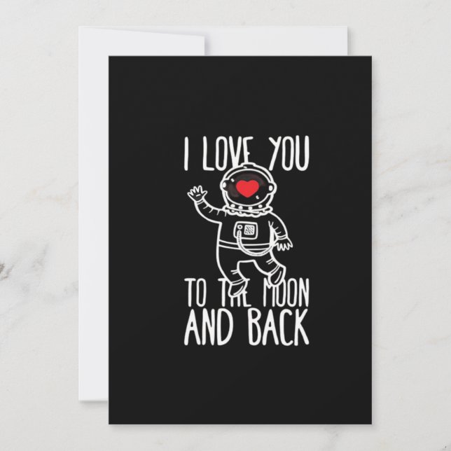 Tarjeta Festiva I Love You To The Moon And Back Trendy Style  (Anverso)