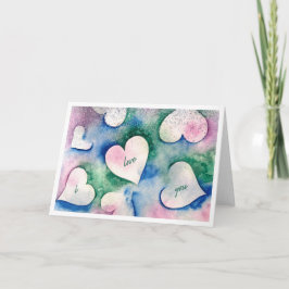 Tarjeta Festiva I love you - watercolour hearts love card