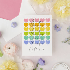 Tarjeta Festiva I Love You Watercolour Hearts Valentine