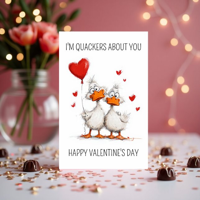 Tarjeta Festiva I’m Quackers About You Cute Duck Valentine’s Day (I’m Quackers About You Cute Duck Valentine’s Day Holiday Card )