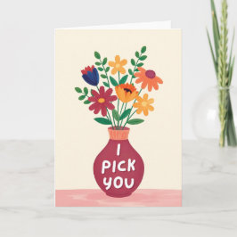 Tarjeta Festiva I Pick You Wildflower Valentines Day Card