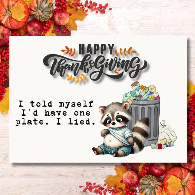 Tarjeta Festiva I Told Myself One Plate Funny Raccoon Thanksgiving (Subido por el creador)