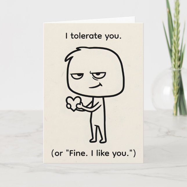 Tarjeta Festiva I Tolerate You — Sarcastic Funny Valentine (Anverso)