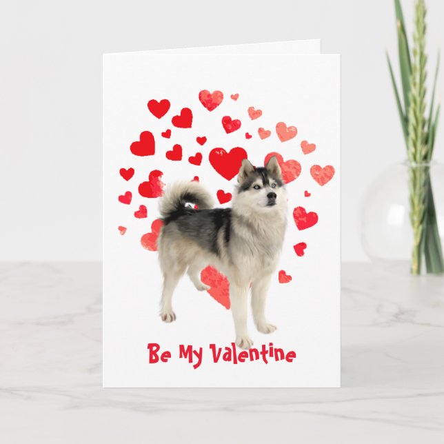 Tarjeta Festiva I Woof Love You Husky Dog Valentine (Anverso)