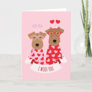 Tarjeta Festiva i Woof You Valentine Wire Fox Terrier Dogs