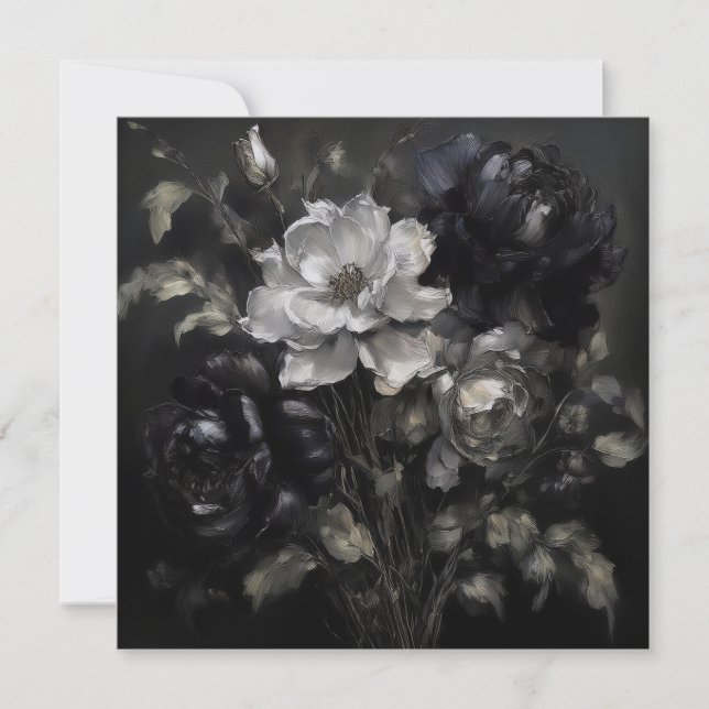 Tarjeta Festiva IA Flores grises (Anverso)