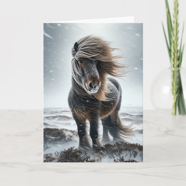 Tarjeta Festiva Icelandic Horse In its Element Holiday Card (Anverso)