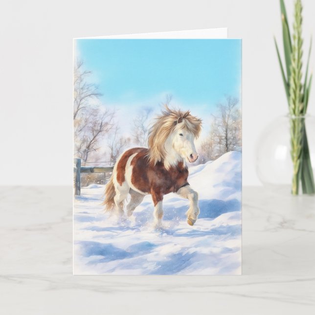 Tarjeta Festiva Icelandic Stallion Holiday Card (Anverso)