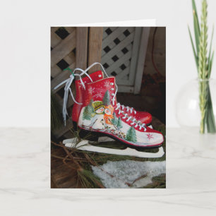 Tarjeta Festiva Iceskates de vacaciones con diseño de hombre de n