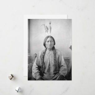 Tarjeta Festiva Icono Americano Nativo: Líder Lakota Toro Sentado