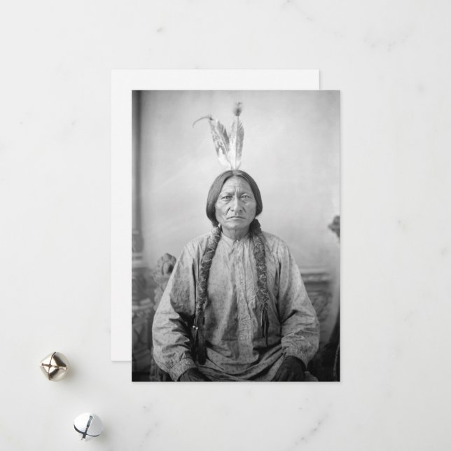 Tarjeta Festiva Icono Americano Nativo: Líder Lakota Toro Sentado (Anverso/Reverso In Situ)