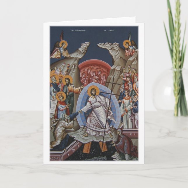 Tarjeta Festiva Icono de la resurrección de Cristo (Anverso)