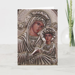 Tarjeta Festiva Icono madre e hijo, Madonna y Jesús en plata