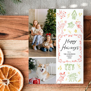 Tarjeta Festiva Iconos de mano extravagante Felices Fiestas 2 Foto