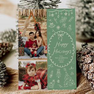 Tarjeta Festiva Iconos de mano moderna deslumbrados Felices Fiesta