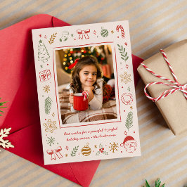 Tarjeta Festiva Íconos de Navidades caprichosos a mano