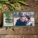 Tarjeta Festiva Icy Pines Happy Holidays<br><div class="desc">Customize the natural Icy Pines Happy Holidays Photo Card with your own photograph and family name. Change the text or font to suit your personal needs. This outdoor theme custom Christmas photocard features a digitally enhanced winter nature photograph of icicles dripping off of green pine needles.</div>