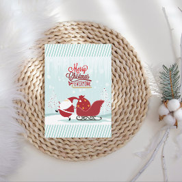 Tarjeta Festiva Icy Wonderland Santa Y Sleigh