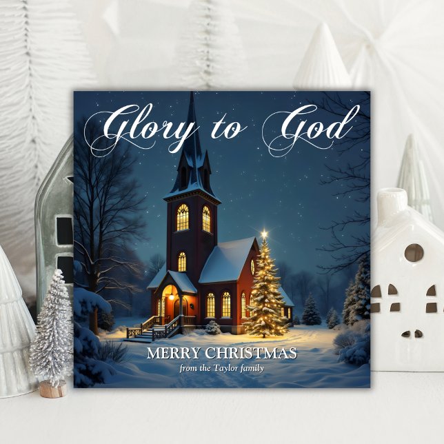 Tarjeta Festiva Iglesia católica tradicional Navidades religiosos (Traditional Catholic Church Religious Christmas Holiday Card)