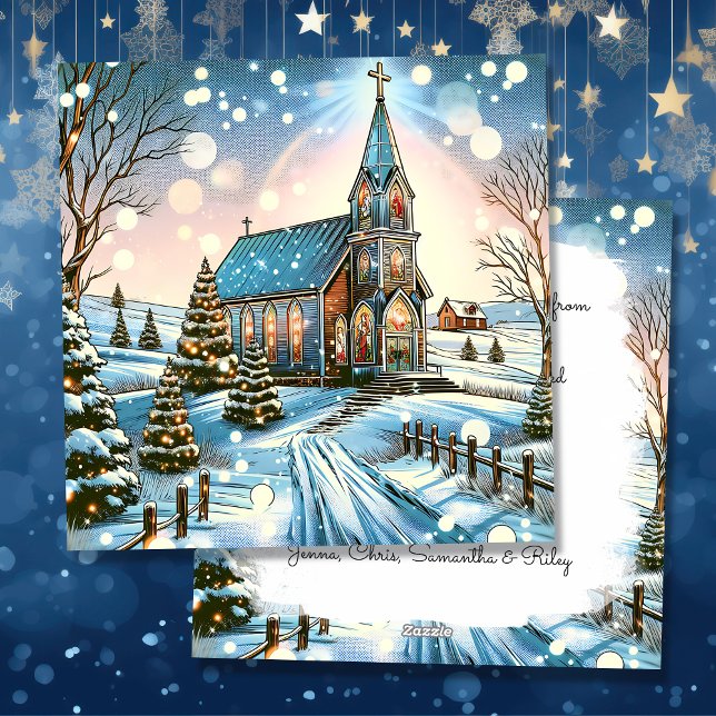 Tarjeta Festiva Iglesia de bonito en Navidades del Día del Inviern (Subido por el creador)