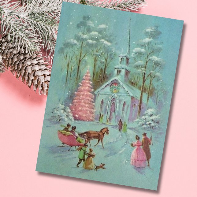 Tarjeta Festiva Iglesia de Navidades de Invierno Rosa (Subido por el creador)