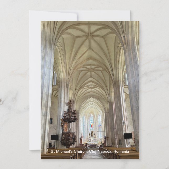 Tarjeta Festiva Iglesia de San Miguel, Cluj-Napoca, Rumania, en un (Anverso)