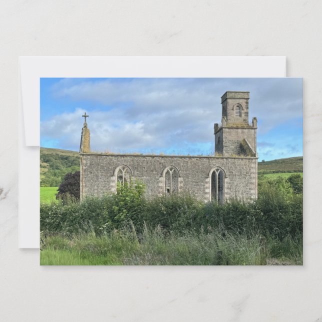Tarjeta Festiva Iglesia Derelict de St. Colmac Isla de Bute Scotla (Anverso)