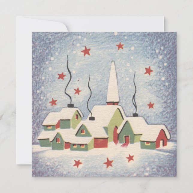 Tarjeta Festiva Iglesia navideña vintage (Anverso)