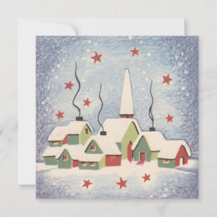 Tarjeta Festiva Iglesia navideña vintage
