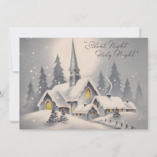 Tarjeta Festiva Iglesia navideña vintage