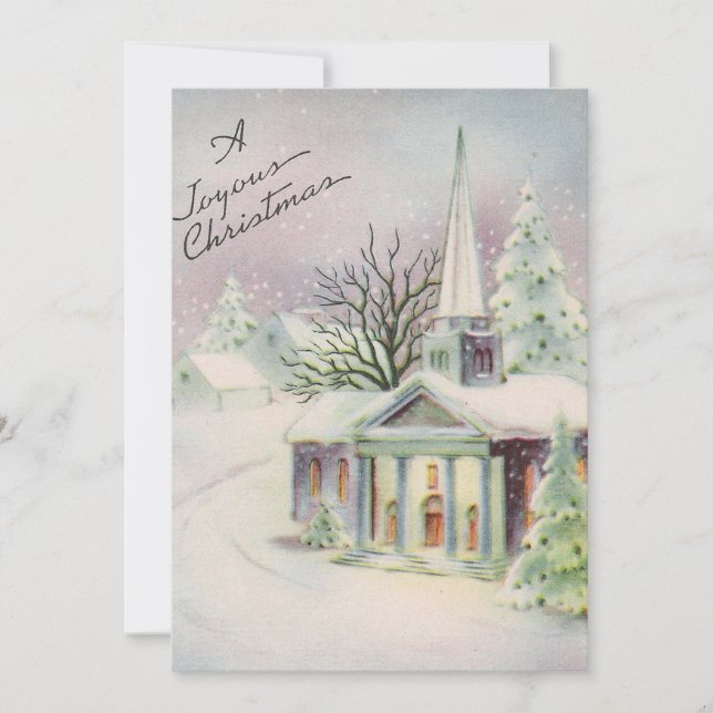 Tarjeta Festiva Iglesia navideña vintage (Anverso)