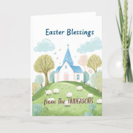 Tarjeta Festiva Iglesia y Bendiciones de Pascua