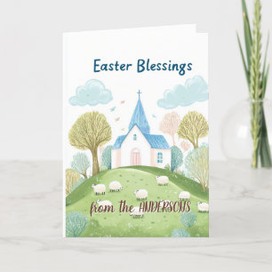 Tarjeta Festiva Iglesia y Bendiciones de Pascua