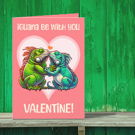 Tarjeta Festiva Iguana Be With You Cute Divertido Valentine